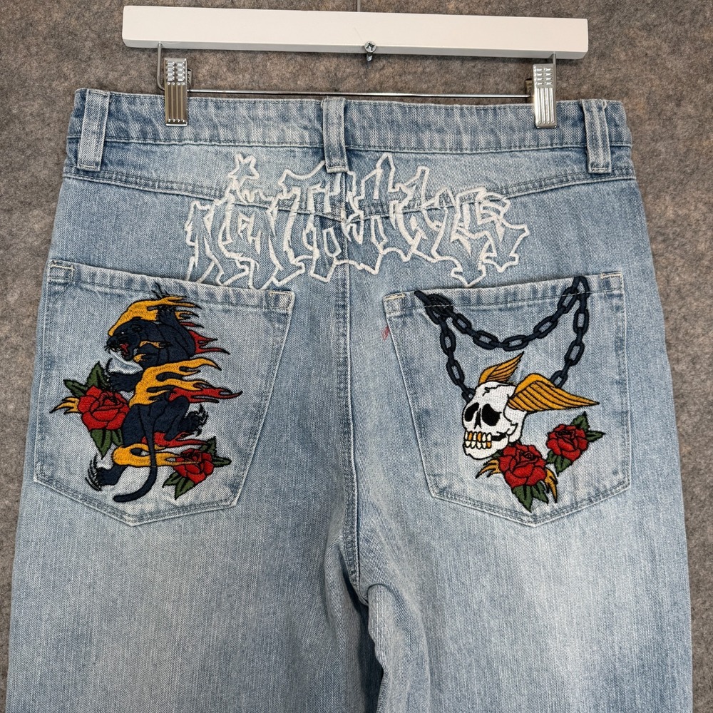 Ninth‎ Hall Ambush Denim Jeans Mens 32 Panther Skull Embroidered Pockets Blue